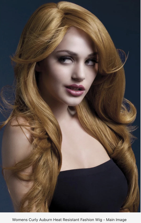 Nicole Womens Auburn Deluxe Curly Fashion Wig